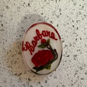 Red Rose Name Brooch Barbara